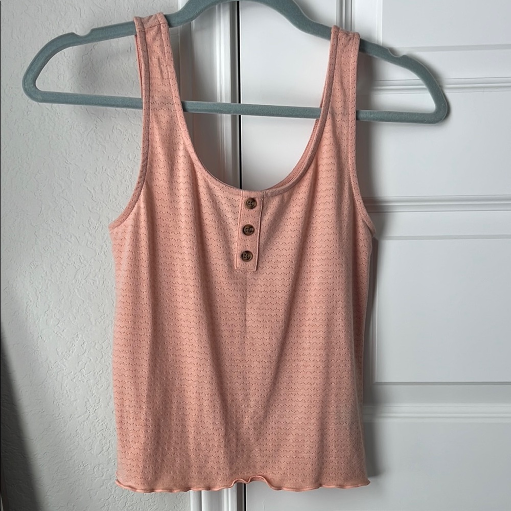 Orange Pink Crop Buttoned Tank Top